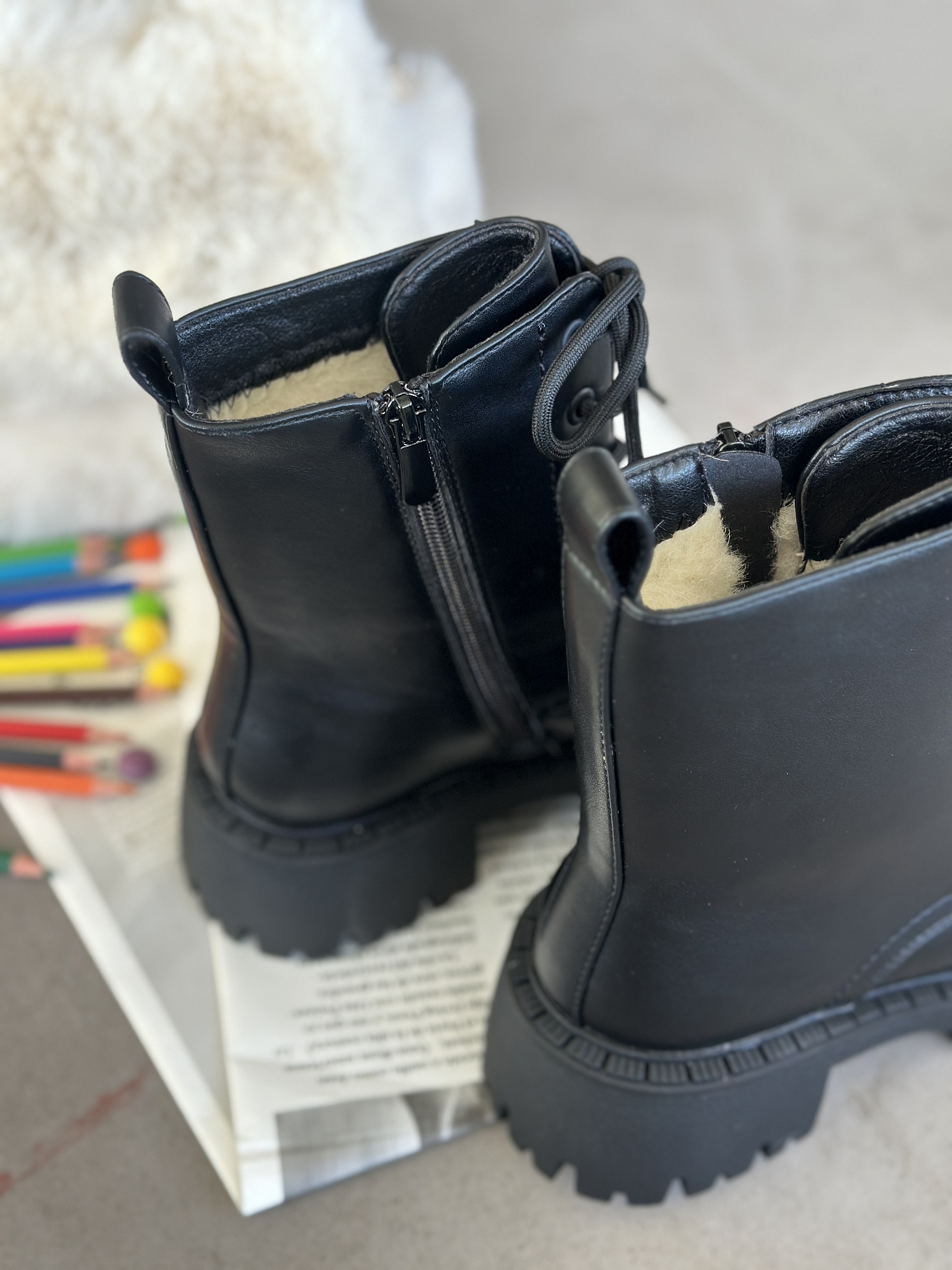 Ботинки детские экокожа шерсть