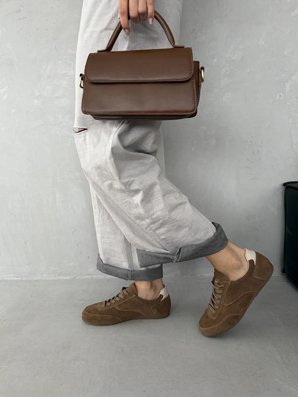 Кроссовки демисезонные натуральная замша коричневые