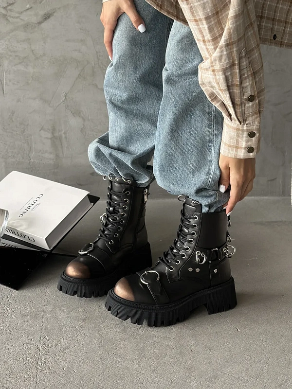 Ботинки женские экокожа шерсть