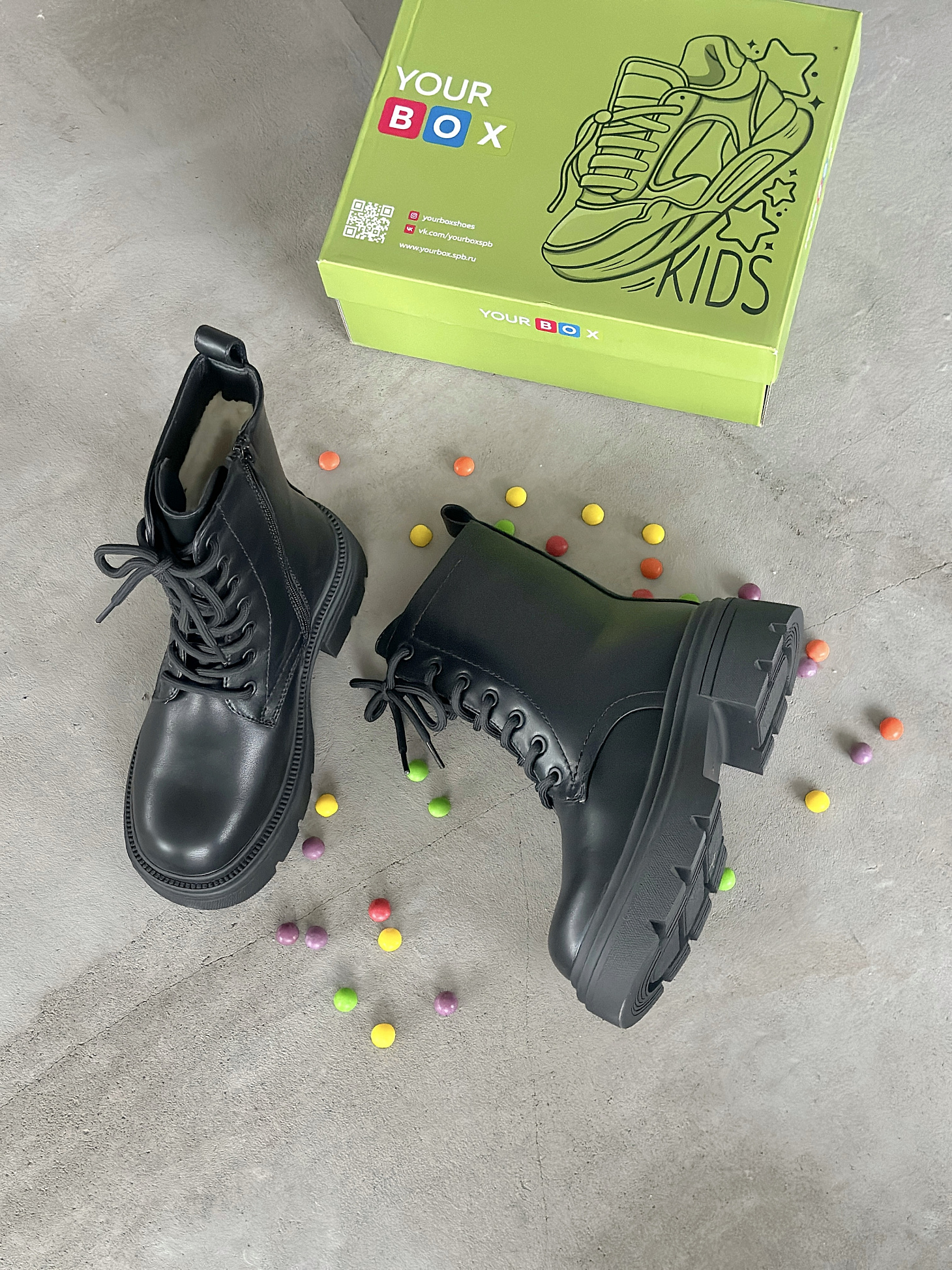 Ботинки детские экокожа шерсть