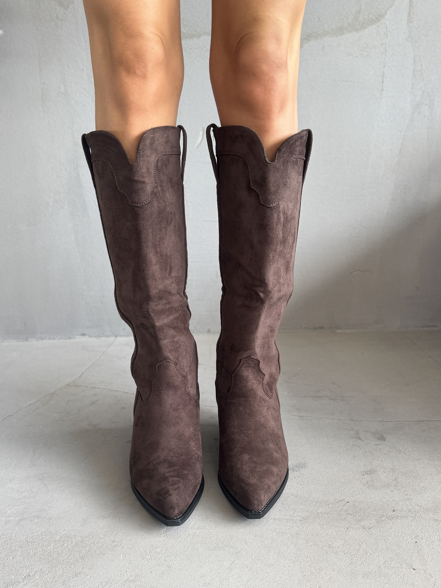 Сапоги казаки женские экозамша еврошерсть